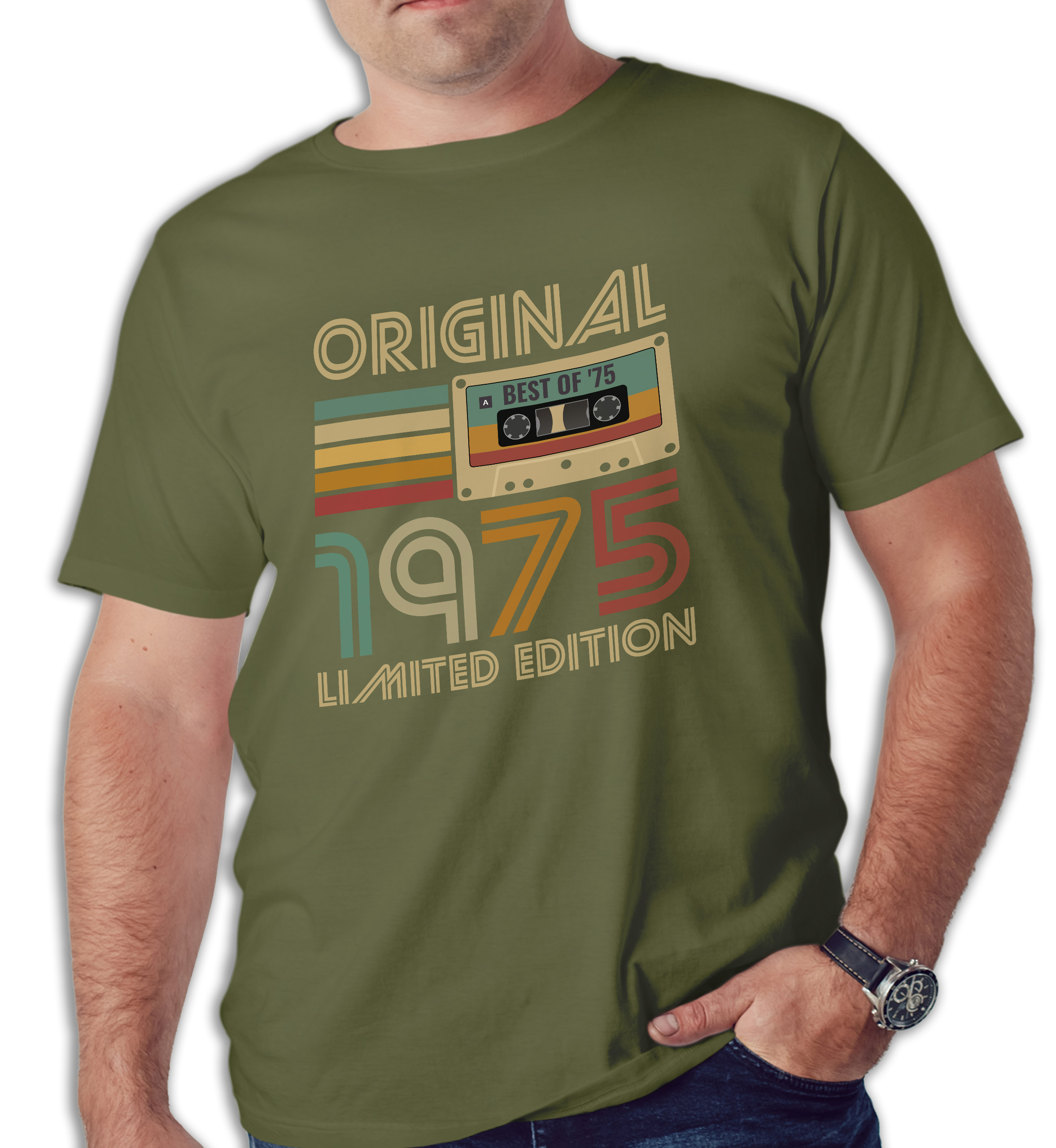 Koszulka męska khaki 1975 kaseta