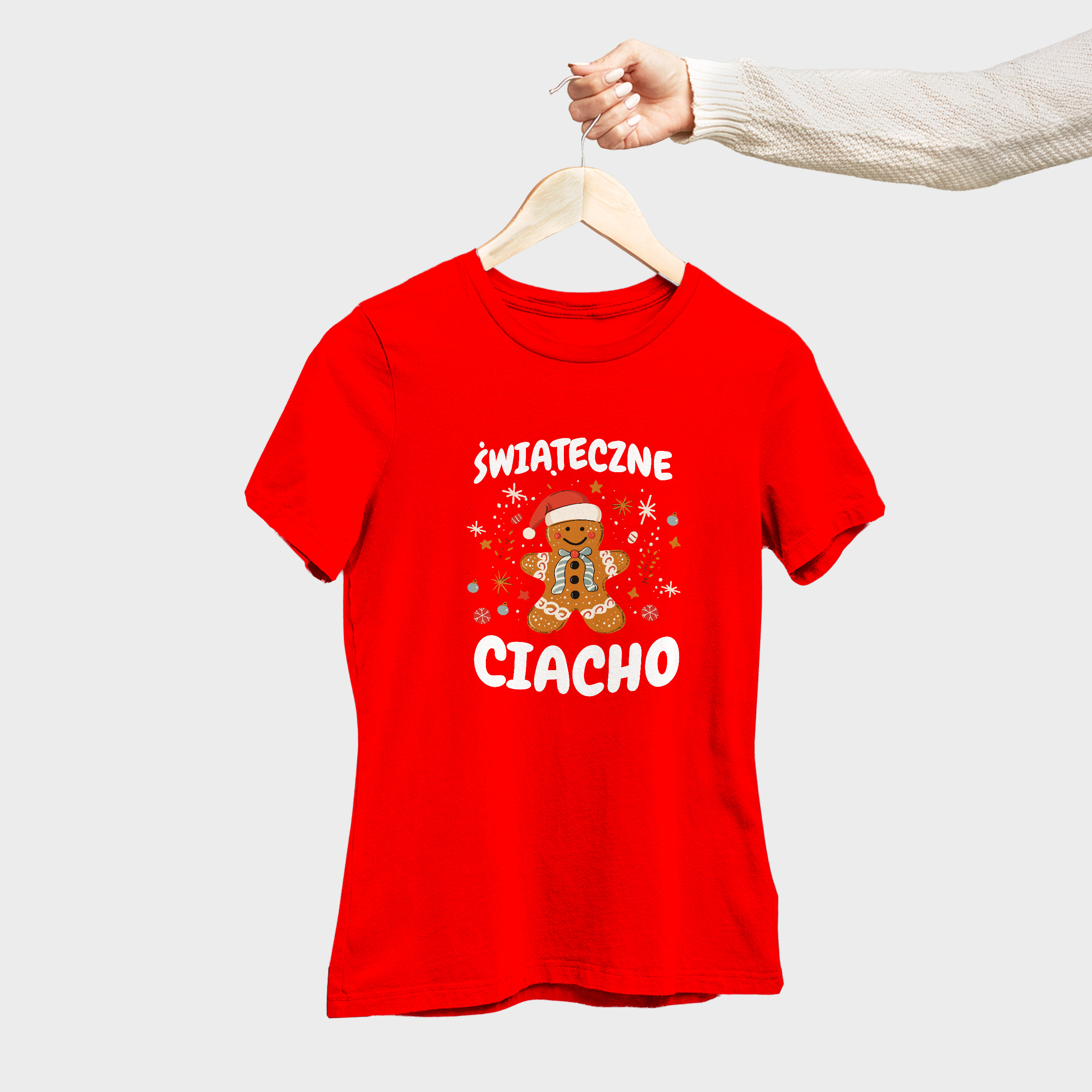 Koszulka damska czerwona święta "Świąteczne Ciacho" - obrazek 4