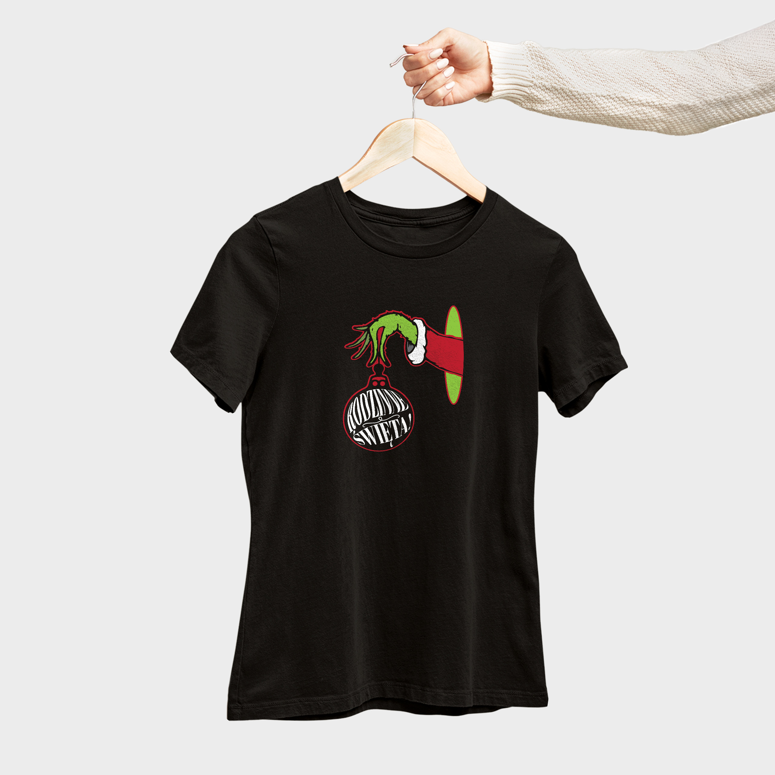 Koszulka damska czarna święta Grinch ręka - obrazek 4