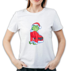 Koszulka damska biała święta Grinch bokiem