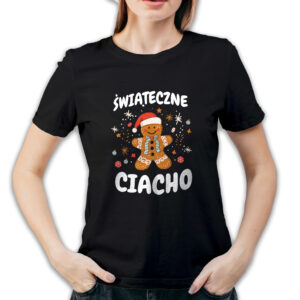 Koszulka damska czarna święta "Duże Świąteczne Ciacho"