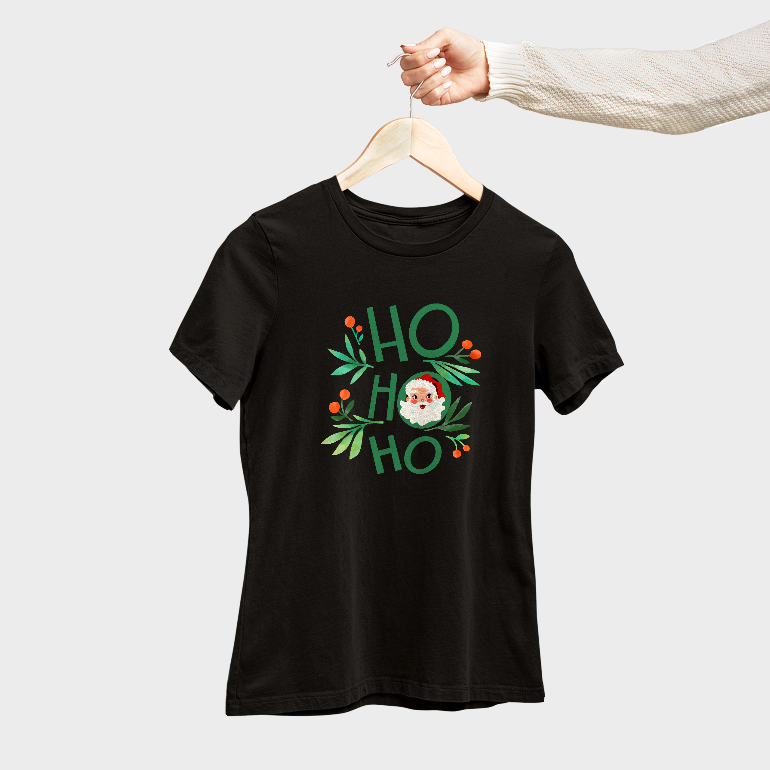 Koszulka damska czarna święta "Ho ho ho" - obrazek 4