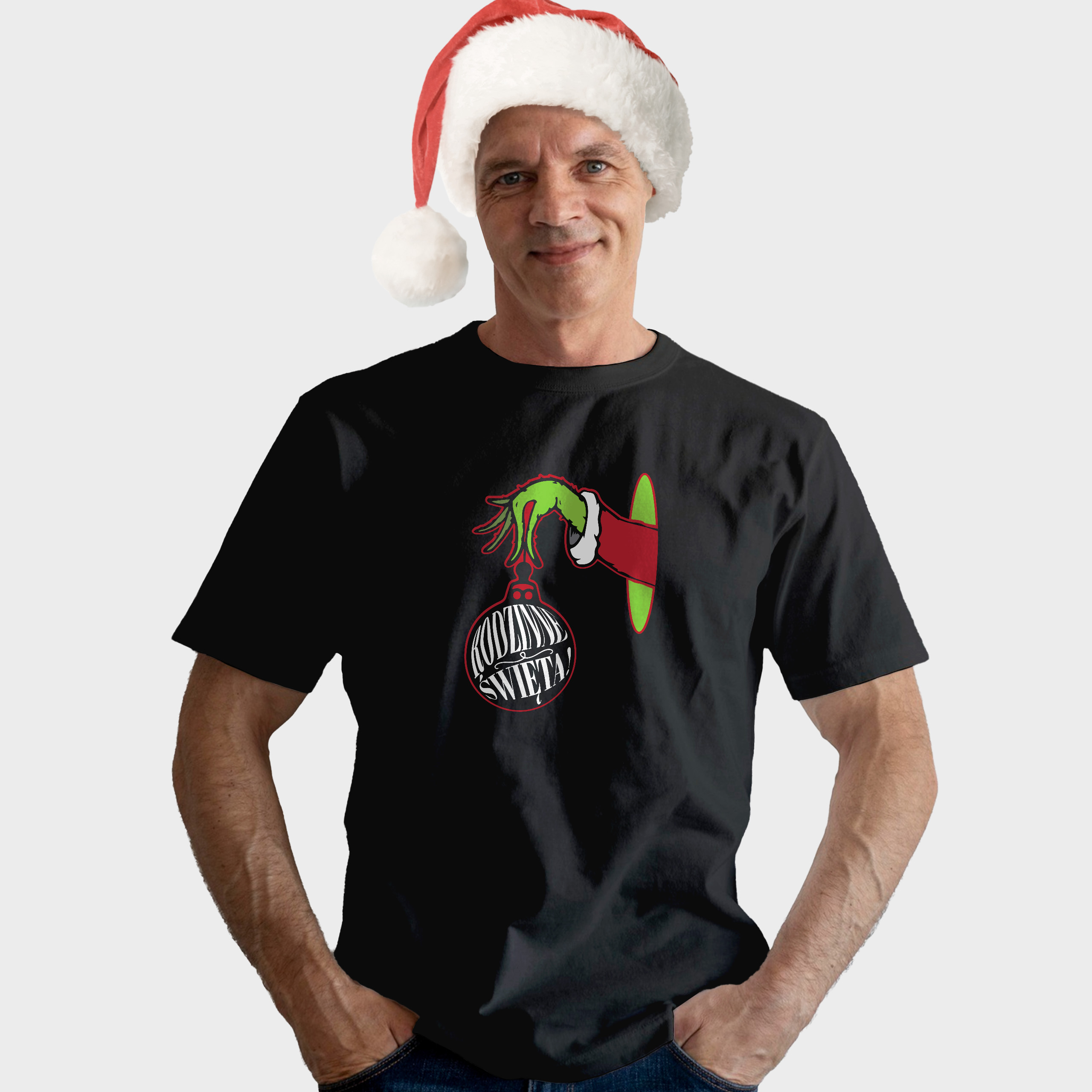 Koszulka męska czarna święta ""Bombka Grincha"" - obrazek 3