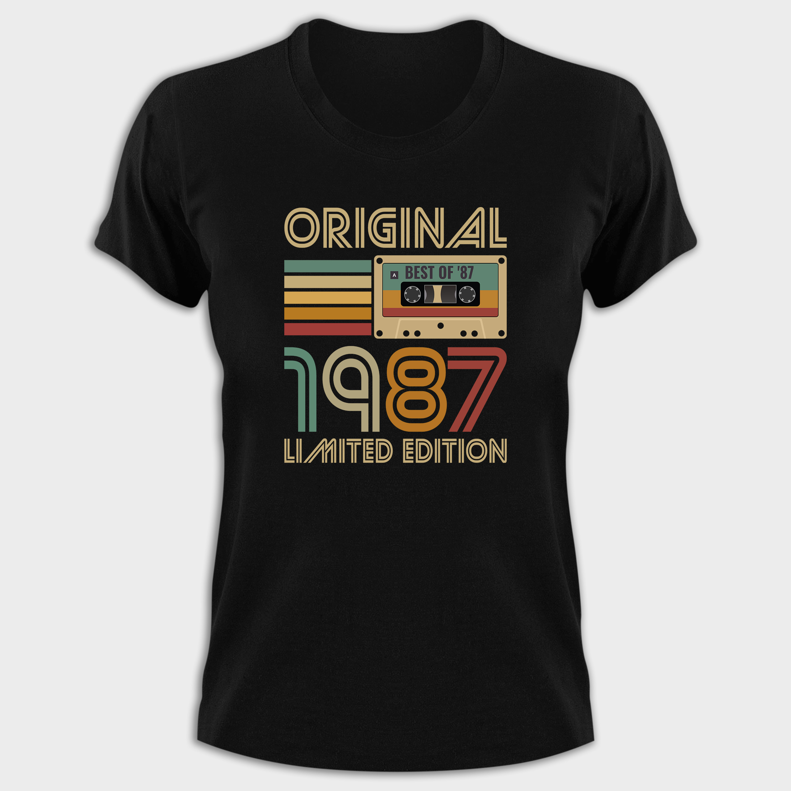 Koszulka damska czarna 1987 kaseta - obrazek 2