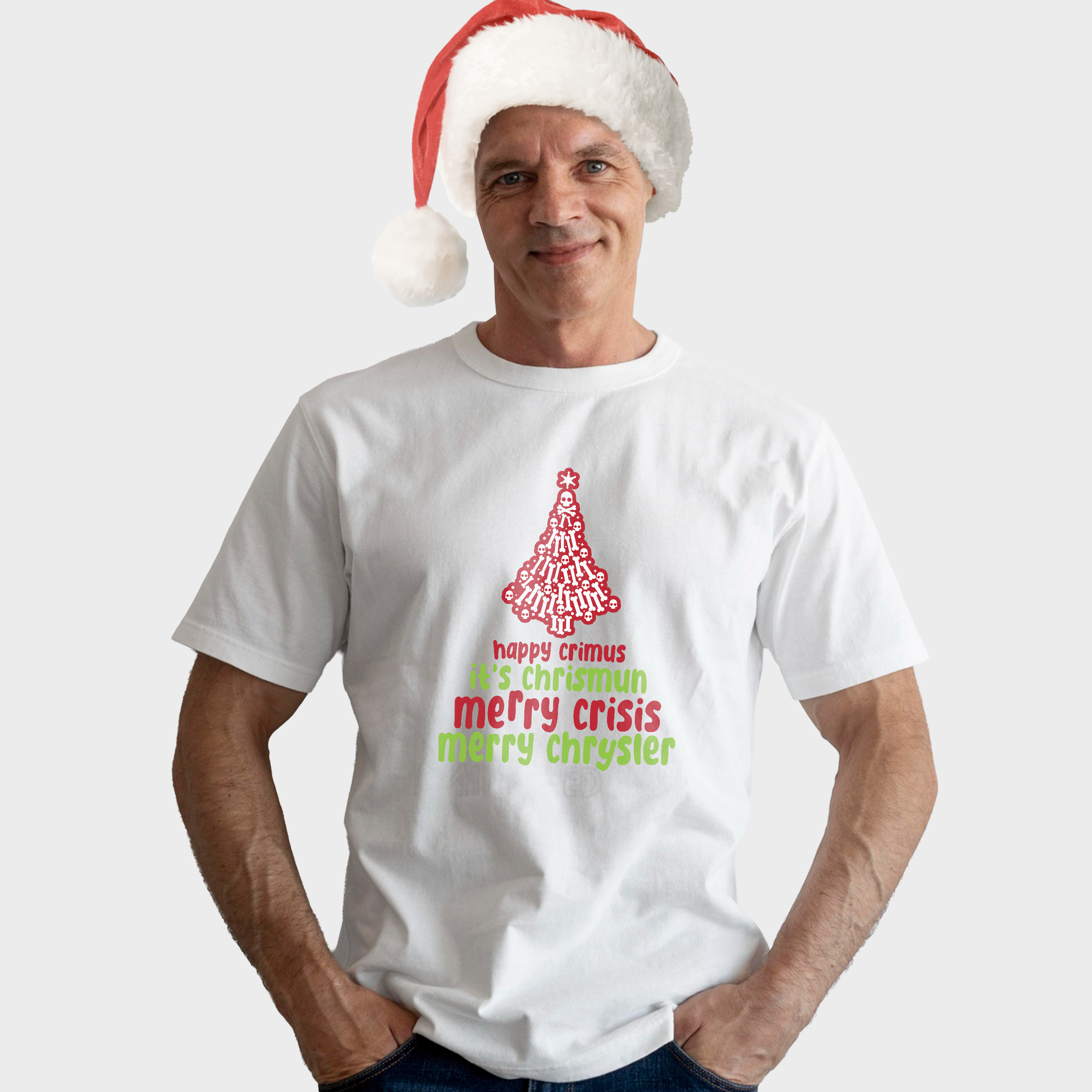 Koszulka męska biała święta ""Happy crimus it's chrismun"" - obrazek 3