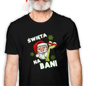 Koszulka męska czarna święta ""Święta na bani""