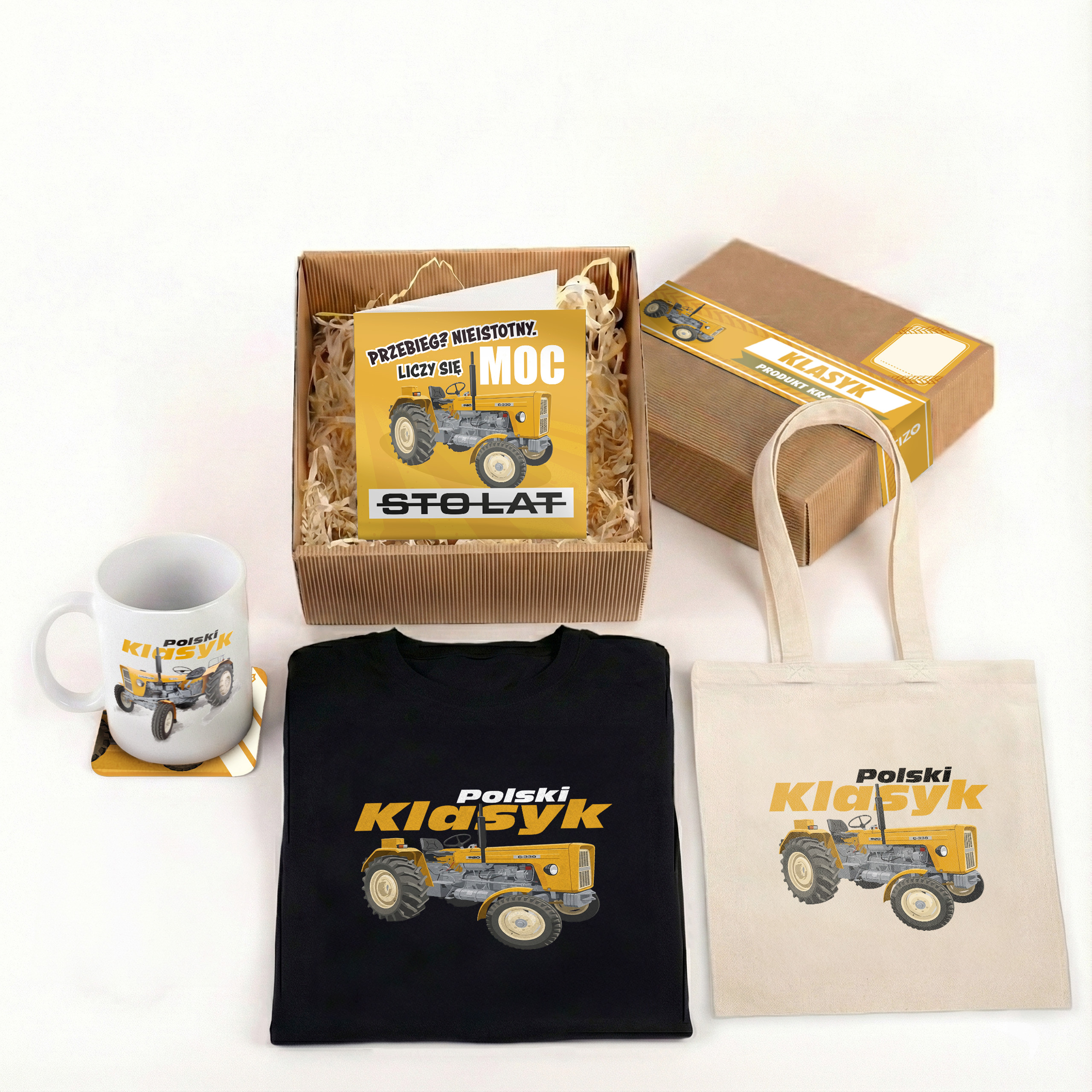 Urodzinowy Zestaw BOX Ciągnik Koszulka, Kubek, Kartka, Torba, Podstawka - obrazek 2