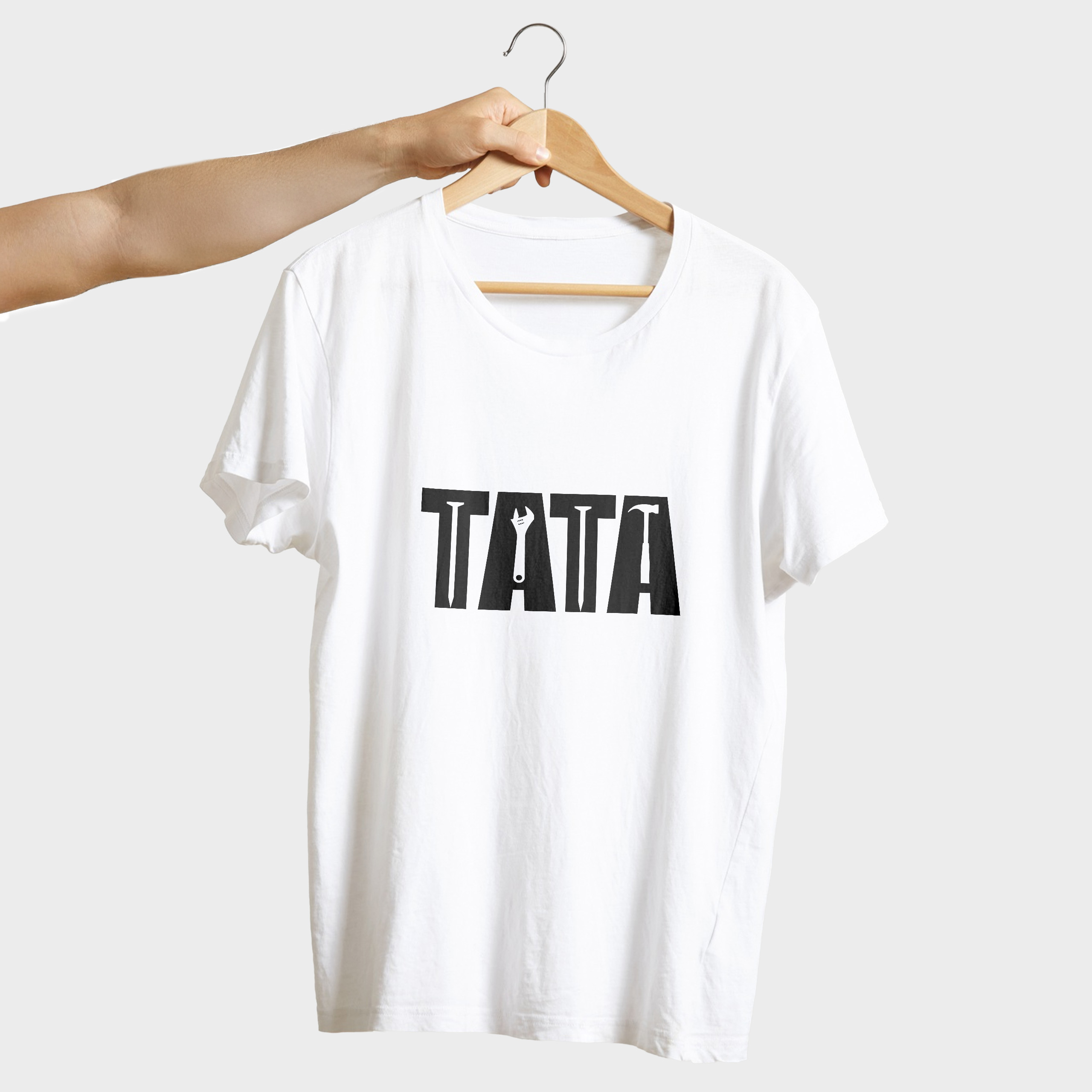 Koszulka męska biała "Tata Narzędzia" - obrazek 2