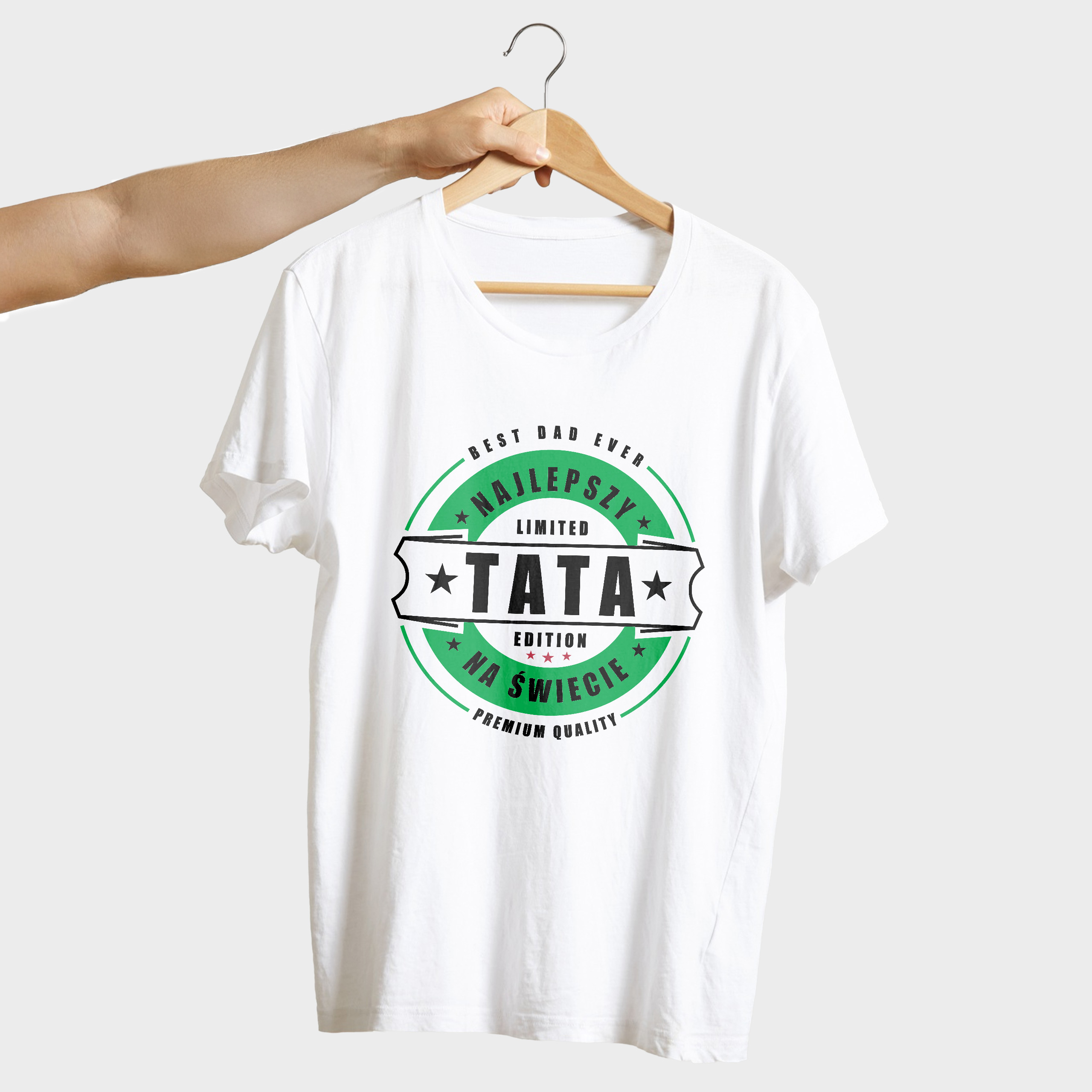 Koszulka męska biała "Najlepszy Tata Limited Edition" - obrazek 2